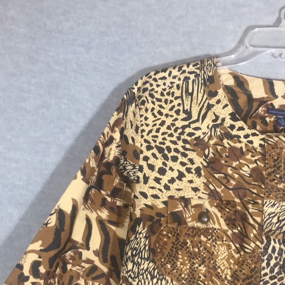 WESTBOUND WOMAN 100% Natural Cotton Animal Print Safari Style Zip Up Y2K Shacket - Picture 7 of 16